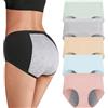 Bysion Mutandine Donna per Il Periodo mestruale in Cotone Protettivo Culotte Vita Alta Slip a Prova di perdite Traspiranti Biancheria Intima Dopo Il Parto con 4 Strati Anti perdite 5 Pezzi
