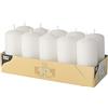 Papstar, set di 10 candele cilindriche 17915, 40 x 90 mm, colore bianco