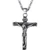 PROSTEEL Collana Pendente Crocifisso Cindolo di Croce Gesù INRI Cristo, Acciaio Inossidabile, Catena Regolabile, Gioiello Cristiano Religioso, Argento (Confezione Regalo)