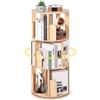 YGYQZ Libreria girevole, 3 ripiani in legno di pino, libreria da pavimento a 360 espositori, scaffale stretto per libri, organizer per camera da letto, soggiorno, studio