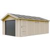 TIMBELA Garage di qualità premium 21 m²- L378xL648 cm- garage per auto, moto, biciclette, macchine da giardinaggio - Costruzione con pannelli LP Smartside - Capannone da giardino Timbela M992B