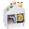 Relaxdays Scaffale Portagiochi Bambini, Libreria Casetta a 6 Scomparti Porta Libri e Giocattoli, HLP 67x60x30 cm, Bianco