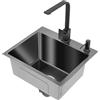 Shiyinge 40 x 45 cm, girevole a 360°, in acciaio inox, lavello da incasso, con rubinetto, tubo di scarico per cucina, lavello in acciaio inox, rubinetto e lavandino, rettangolare, nero