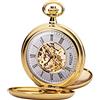 REGENT Orologio da taschino da uomo Savonnette scheletro 51 MM meccanico a carica manuale numeri romani in diverse varianti, grigio oro, Classico