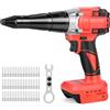 Roadtime Rivettatrice a Batteria Compatibile con Milwaukee M 18 V, Rivettatrice Elettrica Professionale Senza Spazzole con Luce LED, 3 Adattatori, 60 Rivetti e Chiavi per Metallo