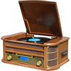 Majestic TT 34R BT CD TP USB - Giradischi 33/45/78 Giri, Bluetooth, Lettore CD/MP3, Ingresso USB, Cassetta, Registra vinili in MP3, Telecomando, Marrone