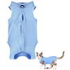 Dryxog Animali Domestici con UnPeso di Circa 14 Libbre oInferiore Body Post Operatorio Gatto, Tuta Recupero Chirurgia del Morbida Tutina Gatto post Operatoria Collare Cono Tutina Gatti (L, Blu)
