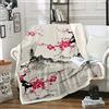 Loussiesd Cherry Blossoms - Coperta in pile con motivo floreale, stile giapponese, Fuji Mountain Sherpa, per bambini, ragazzi e ragazze, in stile giapponese, per divano letto, 70 x 100 cm