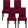 Jaotto Coprisedia con Schienale Elasticizzato 4 Pezzi,Fodere per Sedie da Pranzo Lavabile Universale Estraibile,Moderno Vestisedia per Cucina,Copertura della Sedia per Casa Ristorante(Bordeaux,4)