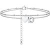 PROSTEEL A-Z Cavigliera a Doppio Strato Cavigliere Argento Cuore Iniziale Alfabeto Braccialetto Donna Resistente al Sudore e alla Corrosione 22+5 CM Cavigliere Ragazza