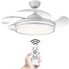 LUMIKING Ventilatore da soffitto con luce LED 72 W - Motore DC silenzioso - pale retrattili - 6 velocità, luce calda, giorno e fredda (3000 K-6500 K) - timer - Ø109 cm, telecomando incluso
