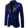 Ruamilyy Giacca da uomo con paillette, oro glitterato, slim fit, da sposa, a maniche lunghe, per matrimoni e feste, Blu, M