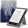 MoKo Custodia Cover Universale Compatibile con E-Lettore Kindle/Kobo/Voyaga/Lenovo/Sony/Tolino da 6, 6,8 e 7, in Pelle PU con Chiusura di Elastico, Doppio Supporto e Manico, Foresta Grigia