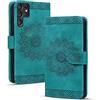 Rosbtib Custodia in Pelle Compatibile con Samsung Galaxy S24 Ultra Stampa Mandala Chiusura Magnetica Funzione Supporto e Porta Carte Case Protettiva a Libro Cover, Verde