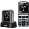 Generico Telefono Cellulare Conchiglia BAR x Anziani Senior Fold10 - Display Grande 2.2, Tasti XL Parlanti, Funzione SOS, Base Ricarica, Volume Alto, Suoneria Forte, HAC M4/T4, Dual Screen, Ottimo Dumb Phone