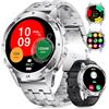 FOXBOX Smartwatch Uomo,1.43''AMOLED Batteria 530mah Impermeabile IP68 100 Modalità Sportive,Chiamata Bluetooth Calorie Frequenza Cardiaca Pressione Sonno per Android ios Argentato