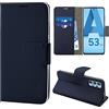 N NEWTOP Cover Compatibile con Samsung Galaxy A53 5G, HQ Lateral Custodia Libro Flip Chiusura Magnetica Portafoglio Simil Pelle Stand (Blu)