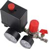 Glomora Regolatore di Pressione del Compressore dell'Aria,Compressore D'Aria Pressostato, Kit Professionale per Compressori Regolatore di Pressione con Manometro, Valvola di Sicurezza G1/4