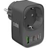 SBS Alimentatore Multi-Socket 30W USB-C USB-A, Presa Schuko Passante, Power Delivery (PD) 30W, Ricarica Rapida, Caricatore USBC e USBA, Caricabatterie per iPhone, Samsung e Tablet, Nero