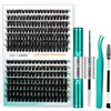 GEMERRY Ciglia Finte Ciuffetti Kit 60D/80D Ciuffi a Ciglia 0.07mm D Curl 10-18mm con Bond and Seal Pinzette er Uso Personale a Casa Ciglia a Grappolo Extension Ciglia Kit(60+80D-0.07D-10-18mm-Set)