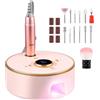 DoeDoefong Fresa per Unghie Professionale 35000RPM,Lima Per Unghie Elettrica con essiccatore UV,Set Manicure Elettrico,Portable Nail File Kit con batteria da 4000mAh,Trapano Elettrico per Rimozione Gel/Smalto