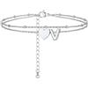 PROSTEEL A-Z Cavigliera a Doppio Strato Cavigliere Argento Cuore Iniziale Alfabeto Braccialetto Donna Resistente al Sudore e alla Corrosione 22+5 CM Cavigliere Ragazza