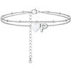PROSTEEL A-Z Cavigliera a Doppio Strato Cavigliere Argento Cuore Iniziale Alfabeto Braccialetto Donna Resistente al Sudore e alla Corrosione 22+5 CM Cavigliere Ragazza