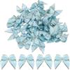 QUARKZMAN 50Pz Mini Fiocco di Nastro Bordo Metallico, 2.5cm Fiocchi Nastro Raso Morbido Multicolori Fiocchetti Piccoli per Decorazioni Regalo DIY per Capelli Cucito Festa Bordo Azzurro Oro