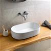 KAMALU Lavabo bagno da appoggio ovale 53cm ceramica bianca | KLY-5300
