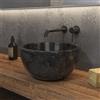 KAMALU Lavabo bagno design a ciotola in marmo nero 40cm | Litos-LN40