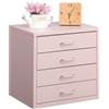 HollyHOME Cassettiera da scrivania con 4 cassetti, organizer, cassettiere verticali per formato A4-lettera, cassetto portaoggetti in metallo per l'ufficio domestico, autoassemblaggio, rosa chiaro