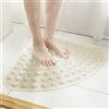 DINGC Tappetino Doccia Antiscivolo Tappeto Doccia Angolare PVC, Tappetino Doccia Triangolare con Ventosa e fori di Drenaggio, Tappeto Doccia per Doccia Bagno Triangolare o Vasca 54x54 cm (Beige)