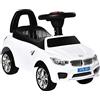 HOMCOM Macchinina per Bambini Cavalcabile con Volante, Fari e Musiche Integrate, Macchina per Bambini in PP e Metallo, 63.5x28x36 cm, Bianco