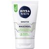 Nivea Men NIVEA - Gel detergente da uomo, 100 ml, privo di sapone, con camomilla e vitamina E, per pelli sensibili, detergente viso emolliente, 0% alcool