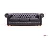 VAMA Divani Divano Chesterfield 3 posti in pelle nera