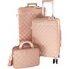 Camomilla Milano Set 3 pz Valigeria, Valigia (70 lt.) + Trolley (40 lt.) + Vanity Case (15 lt.), Materiale Rigido, Ruote Pivotanti, Collezione Ribbon, Colore Rosa Cipria