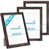 PHOTOLINI Cornici 13x18 cm legno MDF rovere scuro, set di 3 cornici per poster, plexiglass infrangibile, da tavolo o da parete, accessori extra inclusi - per foto, immagini e poster