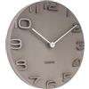 Karlsson KA5311GY - Orologio Cromato Marrone, grigio, rund | Orologio da parete rotondo, scandinavo, in plastica, moderno, per soggiorno