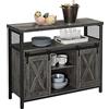 VASAGLE Credenza, Mobile da Cucina, Armadietto Organizzatore, con 2 Ante Scorrevoli, 33 x 100 x 80 cm, Ripiani Regolabili, Stile Country, per Soggiorno, Grigio Pietra e Nero Inchiostro LSC092B04