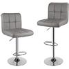 bigzzia 2 x Sgabelli da Bar Moderni Girevoli Sedia Cucina Alta con Schienale in Simipelle e Poggiapiedi, Regolabile e Girevole, 44 x 50 x (91-144) cm, Grigio