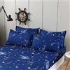 Chickwin, lenzuolo con angoli stampati, 100% Microfibra, per letto matrimoniale, king size, per una tasca profonda 30 cm, resistente allo scolorimento, facile da pulire (spazio blu, 2 federe)