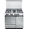 De'Longhi Cucina a Gas 4 Fuochi 2 Piastre Forno Elettrico 86cm Inox SEX8542NEDM
