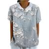 DASAYO Top carino per le donne Peter Pan collare Camicie di lino a maniche corte Plus Size Camicette floreali eleganti vestiti estivi casual, Bianco #27, XL