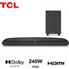 TCL TS6110 Soundbar 2.1 canali con Subwoofer Wireless Attivo, 240W, Bluetooth, Nero