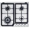 De'Longhi Piano Cottura a Gas 4 Fornelli da Incasso 60cm Acciaio Inox con Wok