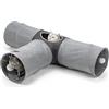 lionto Tunnel per gatti a 3 vie con palla da gioco, 30x120x80 cm, Tunnel da gioco pieghevole ed espandibile in materiale finto lino di facile manutenzione per gatti, robusto giocattolo per gatti