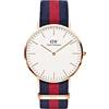 Daniel Wellington Classic Oxford Orologio Uomo, 40mm, in NATO, Blu/Rosso/Oro Rosato