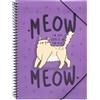 Grupo Erik Portalistini A4 Meow Meow - Porta Documenti con 30 Buste Transparenti A4, Elastico e Copertina Flessibile | Cancelleria Gatto Gadget