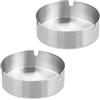 Relaxdays Posacenere in Acciaio Inox, in Set da 2, Porta Cenere per Ambienti Interni ed Esterni, Ø 10 cm, Argentato