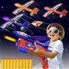 Doloowee 4 in 1 Airplane Launcher, giocattolo in schiuma a LED, catapulta, 3 modalità di volo, sport all'aria aperta, giocattolo per volare 3 - 12 anni, ragazzi, ragazze, regali di compleanno (blu)